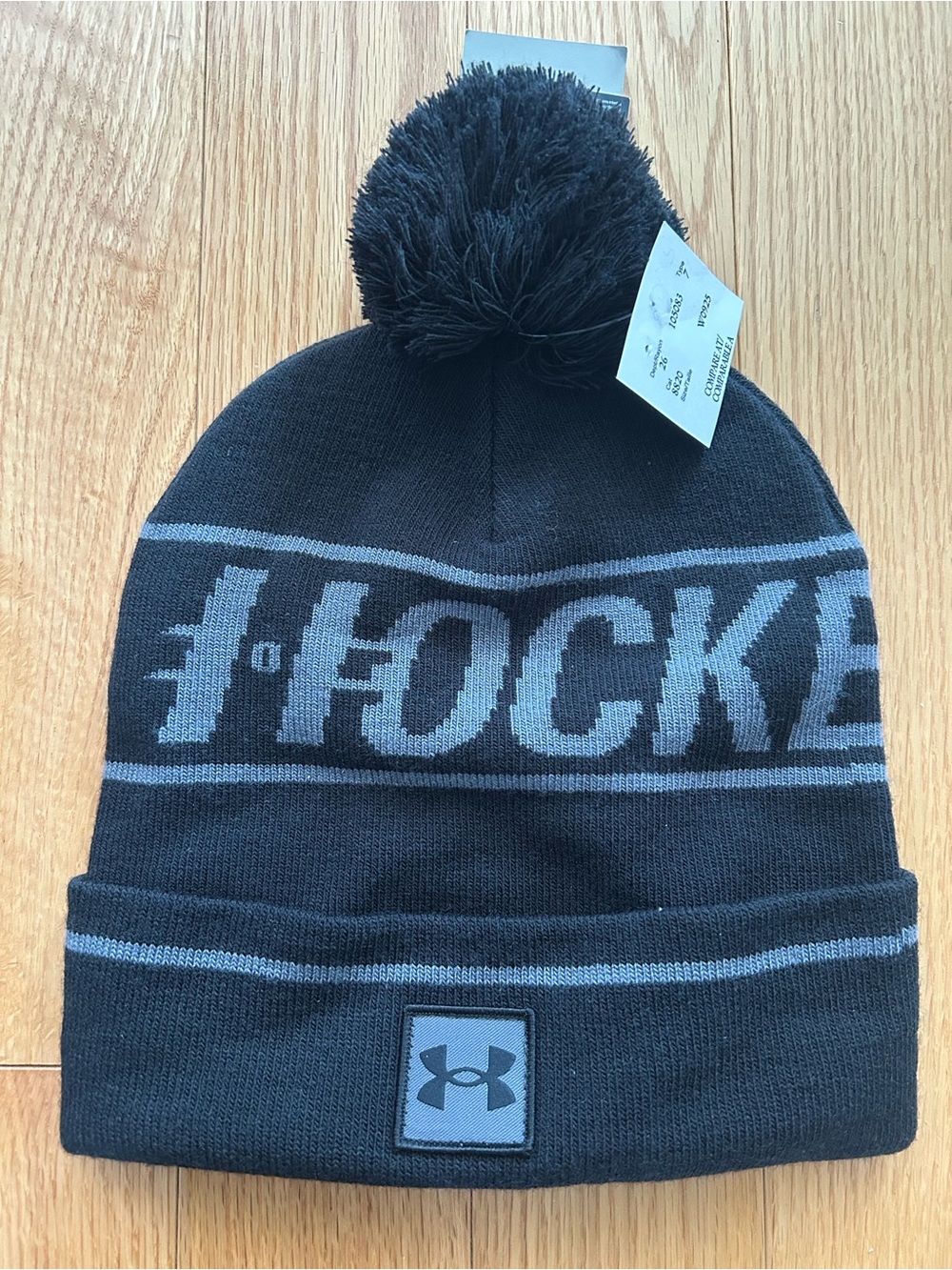 Under Armour Black & Gray Hockey Pom Beanie